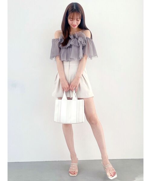 MERCURYDUO（マーキュリーデュオ）の「チュールフリルトップス（シャツ/ブラウス・レディース・オフホワイト/グレー・FREE）」の22枚目の写真