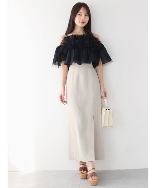 MERCURYDUO（マーキュリーデュオ）の「チュールフリルトップス（シャツ/ブラウス・レディース・オフホワイト/グレー・FREE）」の17枚目の写真