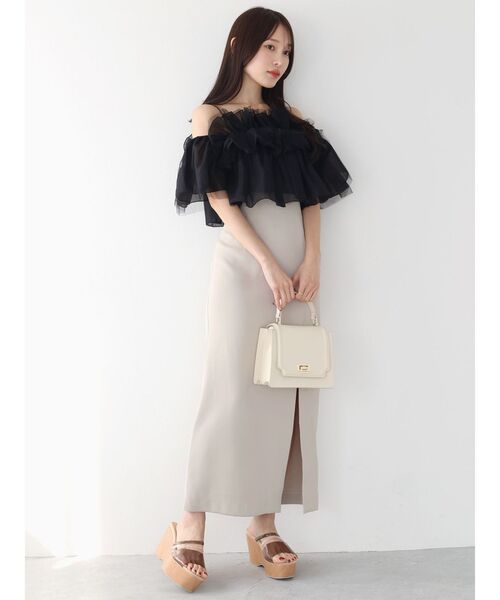 MERCURYDUO（マーキュリーデュオ）の「チュールフリルトップス（シャツ/ブラウス・レディース・オフホワイト/グレー・FREE）」の16枚目の写真