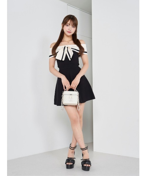 Darich ダーリッチ ビッグリボンオフショルニットミニワンピース ビッグリボンオフショルニットミニワンピース（ワンピース