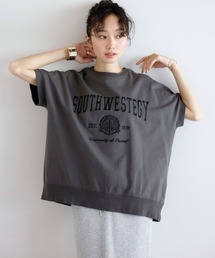 Bonjour Sagan（ボンジュールサガン）の「カレッジ刺繍ピグメントスウェットTシャツ（Tシャツ/カットソー）」