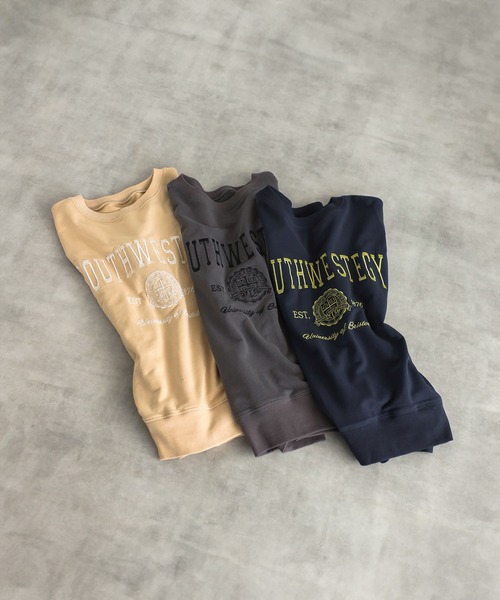 Bonjour Sagan(ボンジュールサガン)の「カレッジ刺繍ピグメントスウェットTシャツ(Tシャツ/カットソー・レディース・ネイビー/チャコールグレー/ベージュ/ブラック/ブラウン系その他/ブラウン/ネイビー系・FREE)」の22枚目の写真