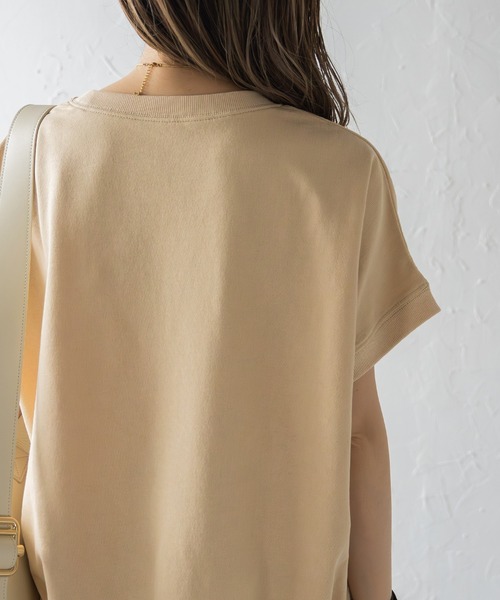 Bonjour Sagan（ボンジュールサガン）の「カレッジ刺繍ピグメントスウェットTシャツ（Tシャツ/カットソー・レディース・ネイビー/チャコールグレー/ベージュ/ブラック/ブラウン系その他・FREE）」の6枚目の写真