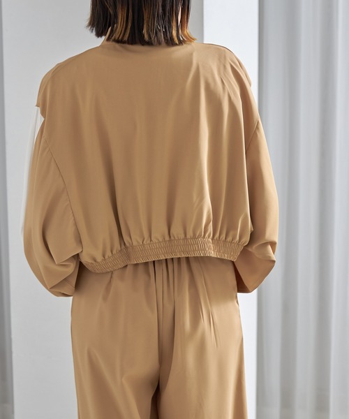 セール】配色ライン入りショート丈ブルゾン（ブルゾン）｜each