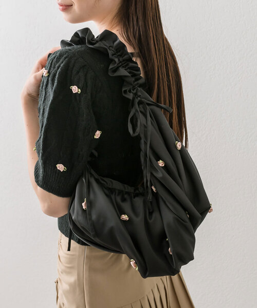OLIVE des OLIVE（オリーブデオリーブ）の「ミニローズコサージュ付きバッグ　1042120020（ショルダーバッグ・レディース・アイボリー/ピンク/ブラック・FREE）」の16枚目の写真