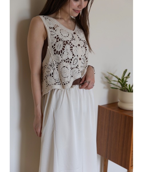 SALTMINT（ソルトミント）の「コットンクロシェ編みベスト（その他トップス・レディース・ベージュ・FREE）」の3枚目の写真