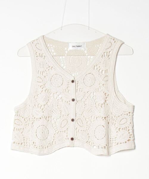 SALTMINT（ソルトミント）の「コットンクロシェ編みベスト（その他トップス・レディース・ベージュ・FREE）」の4枚目の写真