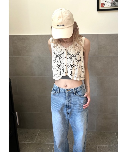 SALTMINT（ソルトミント）の「コットンクロシェ編みベスト（その他トップス・レディース・ベージュ・FREE）」の2枚目の写真