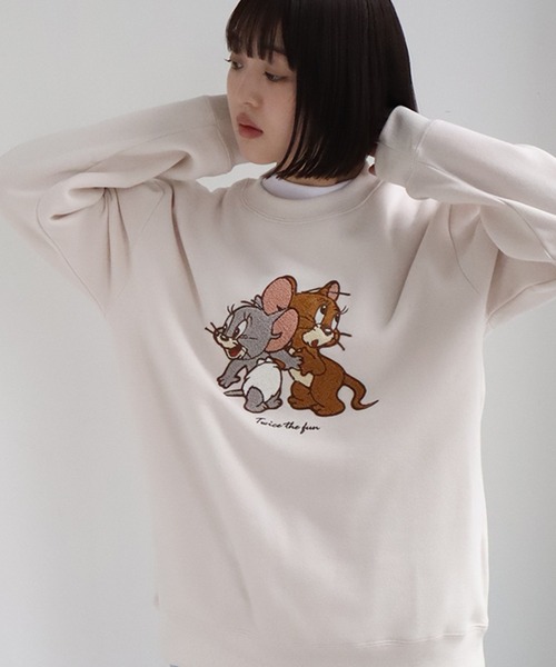 Tom&Jerry(トムアンドジェリー)の「【Tom & Jerry/トム & ジェリー】アートワークデザイン 裏起毛 サガラ刺繍 クルーネック スウェット トレーナー(スウェット・レディース・スミクロ/グリーン/ベージュ系その他/ブラウン系その他・M/L)」の4枚目の写真