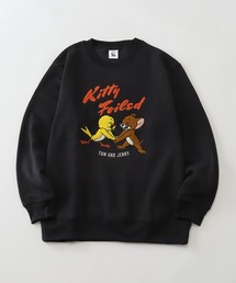 【Tom & Jerry/トム & ジェリー】アートワークデザイン 裏起毛 サガラ刺繍 クルーネック スウェット トレーナー