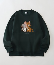 【Tom & Jerry/トム & ジェリー】アートワークデザイン 裏起毛 サガラ刺繍 クルーネック スウェット トレーナー