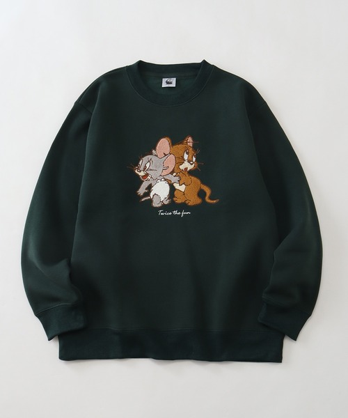 Tom&Jerry(トムアンドジェリー)の「【Tom & Jerry/トム & ジェリー】アートワークデザイン 裏起毛 サガラ刺繍 クルーネック スウェット トレーナー(スウェット・レディース・スミクロ/グリーン/ベージュ系その他/ブラウン系その他・M/L)」の1枚目の写真