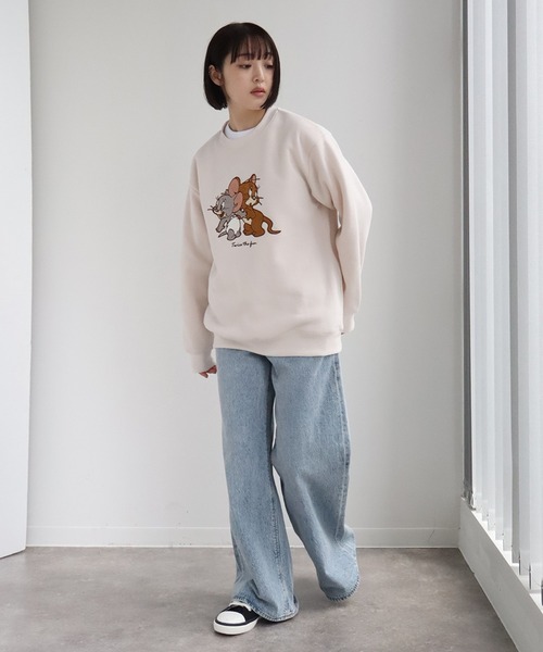 Tom&Jerry(トムアンドジェリー)の「【Tom & Jerry/トム & ジェリー】アートワークデザイン 裏起毛 サガラ刺繍 クルーネック スウェット トレーナー(スウェット・レディース・スミクロ/グリーン/ベージュ系その他/ブラウン系その他・M/L)」の10枚目の写真