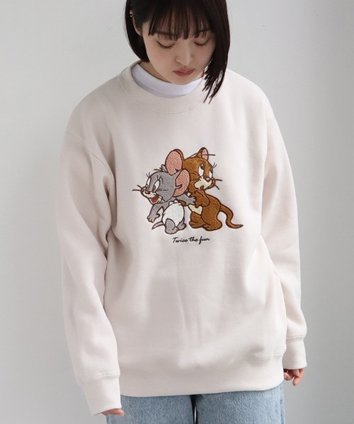 Tom&Jerry(トムアンドジェリー)の「【Tom & Jerry/トム & ジェリー】アートワークデザイン 裏起毛 サガラ刺繍 クルーネック スウェット トレーナー(スウェット・レディース・スミクロ/グリーン/ベージュ系その他/ブラウン系その他・M/L)」の7枚目の写真