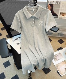 frunco | 【各サイト限定価格】リボン刺繍カットポロワンピース(ワンピース)