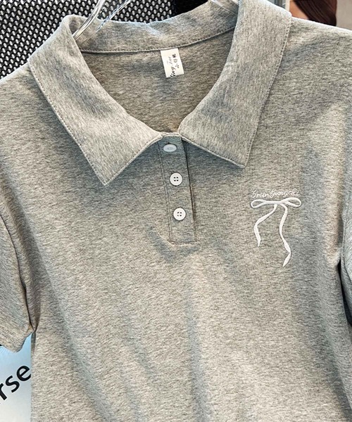 frunco（フランコ）の「【各サイト限定価格】リボン刺繍カットポロワンピース（ワンピース・レディース・ネイビー/グレー・MEDIUM）」の5枚目の写真