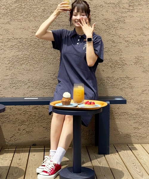 frunco（フランコ）の「【各サイト限定価格】リボン刺繍カットポロワンピース（ワンピース・レディース・ネイビー/グレー・MEDIUM）」の20枚目の写真