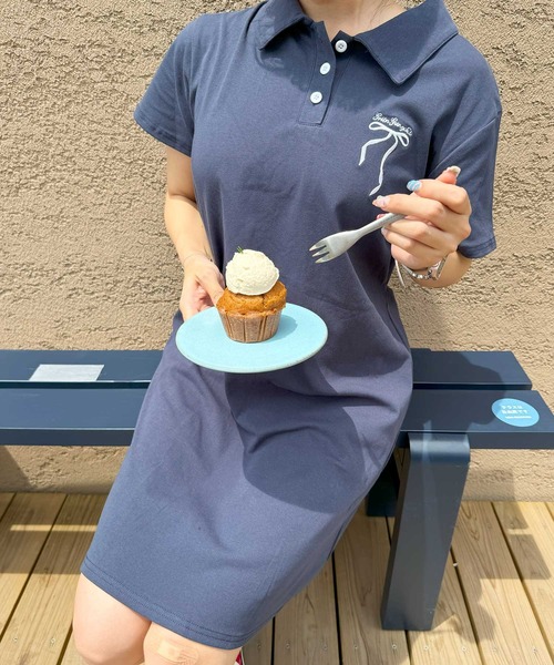 frunco（フランコ）の「【各サイト限定価格】リボン刺繍カットポロワンピース（ワンピース・レディース・ネイビー/グレー・MEDIUM）」の22枚目の写真