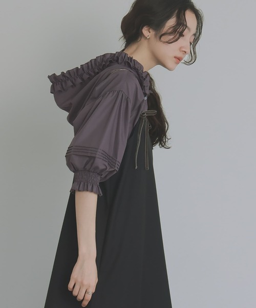 somari imagination（ソマリ イマジネーション）の「『フリルフードピンタックブラウス』（シャツ/ブラウス・レディース・チャコール/オフホワイト・FREE）」の12枚目の写真