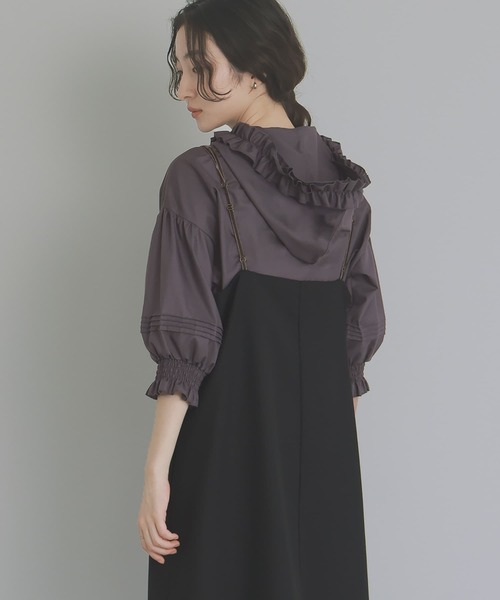 somari imagination（ソマリ イマジネーション）の「『フリルフードピンタックブラウス』（シャツ/ブラウス・レディース・チャコール/オフホワイト・FREE）」の9枚目の写真