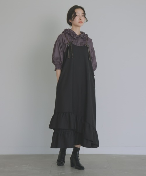 somari imagination（ソマリ イマジネーション）の「『フリルフードピンタックブラウス』（シャツ/ブラウス・レディース・チャコール/オフホワイト・FREE）」の13枚目の写真