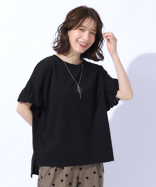 セール】大人の可愛さを引き出す お袖レーストップス（Tシャツ