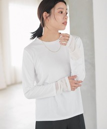 【静電気防止】シアーカフス/クルーネックドッキングカットソー
