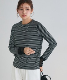 【静電気防止】シアーカフス/クルーネックドッキングカットソー