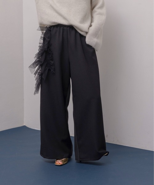新品　今季　エイミーロウ　Eimee Law フリルトリミングパンツ　ブラック エイミーロウ エイミーロウ Eimee Law フリルトリム2タック