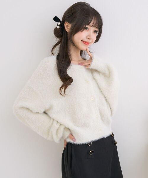 ems excite（エムズエキサイト）の「ラメシャギーショートカーデ（カーディガン/ボレロ・レディース・ダークグレー/ブルー/ピンク/オフホワイト・FREE）」の15枚目の写真