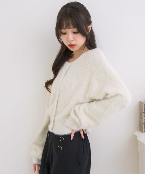 ems excite（エムズエキサイト）の「ラメシャギーショートカーデ（カーディガン/ボレロ・レディース・ダークグレー/ブルー/ピンク/オフホワイト・FREE）」の14枚目の写真