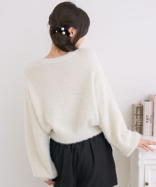 ems excite（エムズエキサイト）の「ラメシャギーショートカーデ（カーディガン/ボレロ・レディース・ダークグレー/ブルー/ピンク/オフホワイト・FREE）」の13枚目の写真