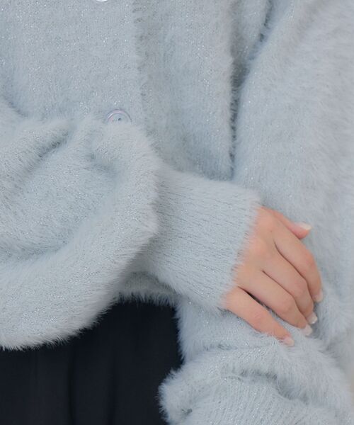 ems excite（エムズエキサイト）の「ラメシャギーショートカーデ（カーディガン/ボレロ・レディース・ダークグレー/ブルー/ピンク/オフホワイト・FREE）」の18枚目の写真