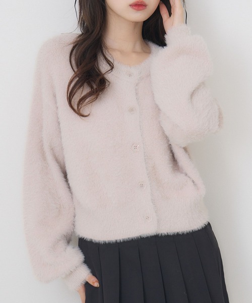 ems excite（エムズエキサイト）の「ラメシャギーショートカーデ（カーディガン/ボレロ・レディース・ダークグレー/ブルー/ピンク/オフホワイト・FREE）」の4枚目の写真