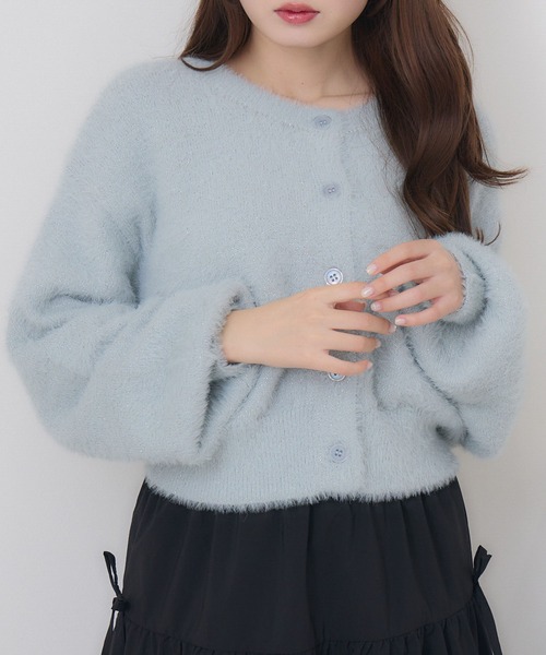 ems excite（エムズエキサイト）の「ラメシャギーショートカーデ（カーディガン/ボレロ・レディース・ダークグレー/ブルー/ピンク/オフホワイト・FREE）」の3枚目の写真