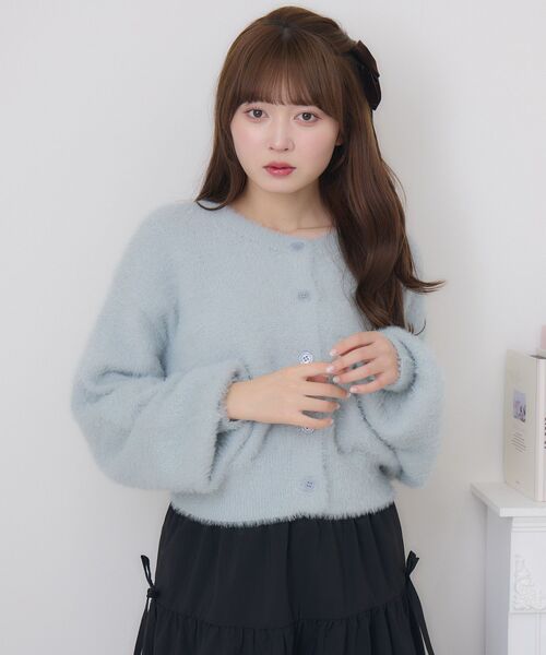 ems excite（エムズエキサイト）の「ラメシャギーショートカーデ（カーディガン/ボレロ・レディース・ダークグレー/ブルー/ピンク/オフホワイト・FREE）」の7枚目の写真