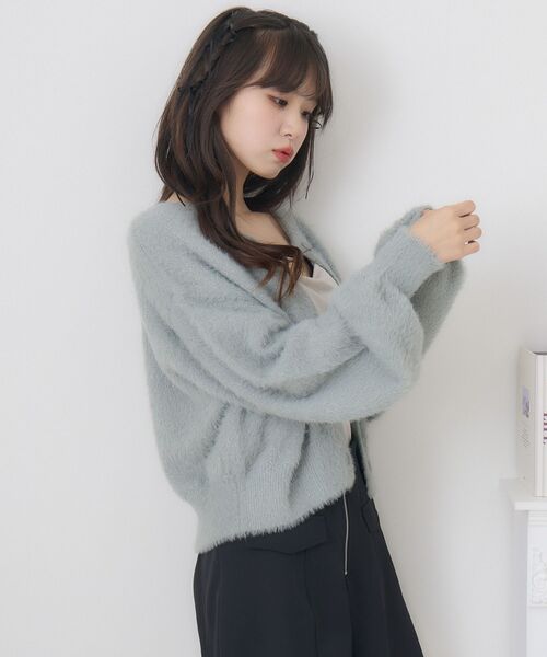 ems excite（エムズエキサイト）の「ラメシャギーショートカーデ（カーディガン/ボレロ・レディース・ダークグレー/ブルー/ピンク/オフホワイト・FREE）」の5枚目の写真