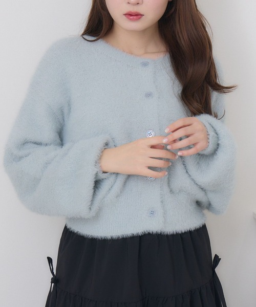 ems excite（エムズエキサイト）の「ラメシャギーショートカーデ（カーディガン/ボレロ・レディース・ダークグレー/ブルー/ピンク/オフホワイト・FREE）」の10枚目の写真