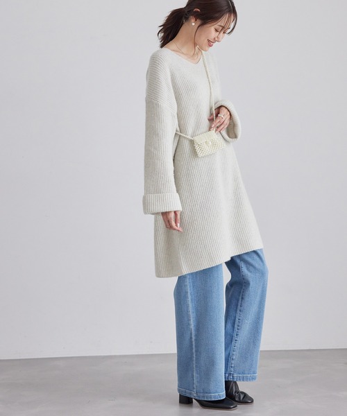 ROPE' PICNIC（ロペピクニック）の「FOX混ニットミニワンピース（ワンピース・レディース・チャコールグレー/ライトグレー・38）」の6枚目の写真