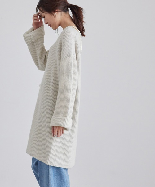 ROPE' PICNIC（ロペピクニック）の「FOX混ニットミニワンピース（ワンピース・レディース・チャコールグレー/ライトグレー・38）」の9枚目の写真