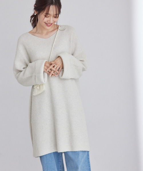 ROPE' PICNIC（ロペピクニック）の「FOX混ニットミニワンピース（ワンピース・レディース・チャコールグレー/ライトグレー・38）」の10枚目の写真