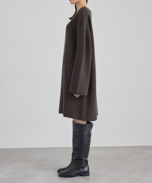 ROPE' PICNIC（ロペピクニック）の「FOX混ニットミニワンピース（ワンピース・レディース・チャコールグレー/ライトグレー・38）」の13枚目の写真