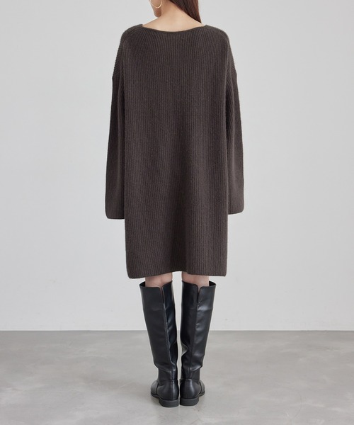 ROPE' PICNIC（ロペピクニック）の「FOX混ニットミニワンピース（ワンピース・レディース・チャコールグレー/ライトグレー・38）」の14枚目の写真