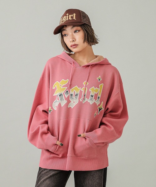 X-girl（エックスガール）の「GOTHIC LOGO TRUCKER CAP（キャップ・レディース・オフホワイト/ブラウン/ブラック・ONE SIZE）」の12枚目の写真