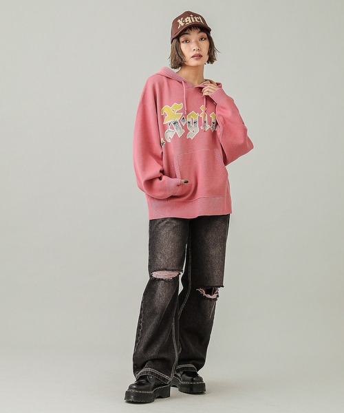 X-girl（エックスガール）の「GOTHIC LOGO TRUCKER CAP（キャップ・レディース・オフホワイト/ブラウン/ブラック・ONE SIZE）」の16枚目の写真