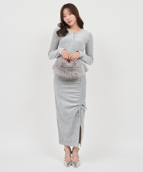 ROYAL PARTY(ロイヤルパーティー)の「ペプラムZIPトップス(Tシャツ/カットソー・レディース・グレー/ブラック/ピンク・FREE)」の5枚目の写真