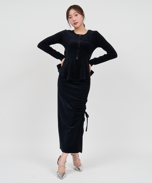 ROYAL PARTY(ロイヤルパーティー)の「ペプラムZIPトップス(Tシャツ/カットソー・レディース・グレー/ブラック/ピンク・FREE)」の7枚目の写真