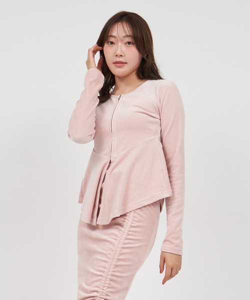 ROYAL PARTY(ロイヤルパーティー)の「ペプラムZIPトップス(Tシャツ/カットソー・レディース・グレー/ブラック/ピンク・FREE)」の8枚目の写真