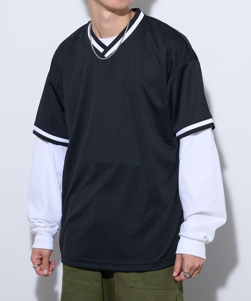 United Athle(ユナイテッドアスレ)の「【United Athle】4.1オンス ドライアスレチック ルーズフィット ラインリブ Tシャツ 5927(Tシャツ/カットソー・メンズ・ホワイト/レッド/ブラック/ブルー・M/L)」の2枚目の写真