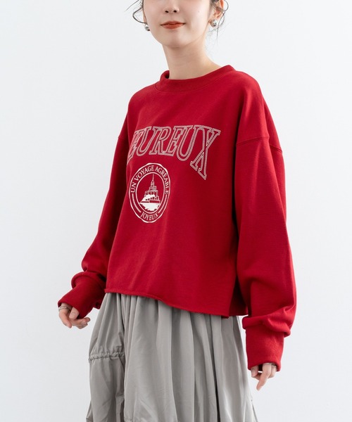 refinedworks(リファインドワークス)の「【refinedworks】裏毛ショート丈プルオーバー!(スウェット・レディース・レッド/オートミール/ネイビー・FREE)」の5枚目の写真
